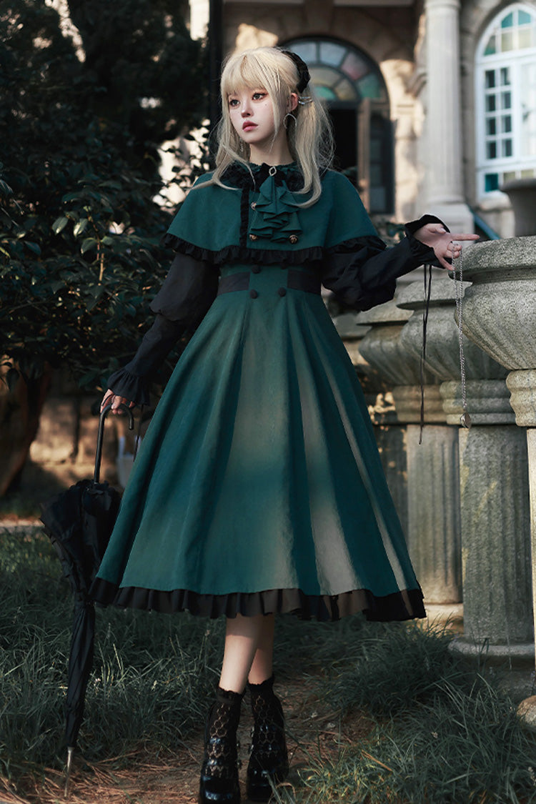 Emerald Potions School Long Sleeves Ruffle Bowknot Sweet Elegant Lolita Two-Piece