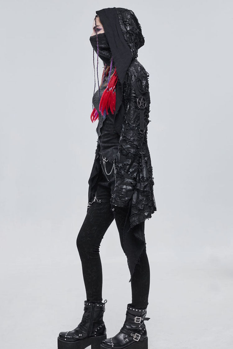 Womens Knit Jacket with Mesh Inserts and Metal Decor