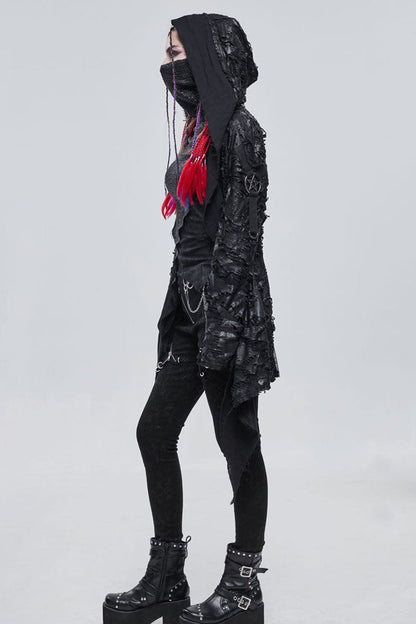 Womens Knit Jacket with Mesh Inserts and Metal Decor