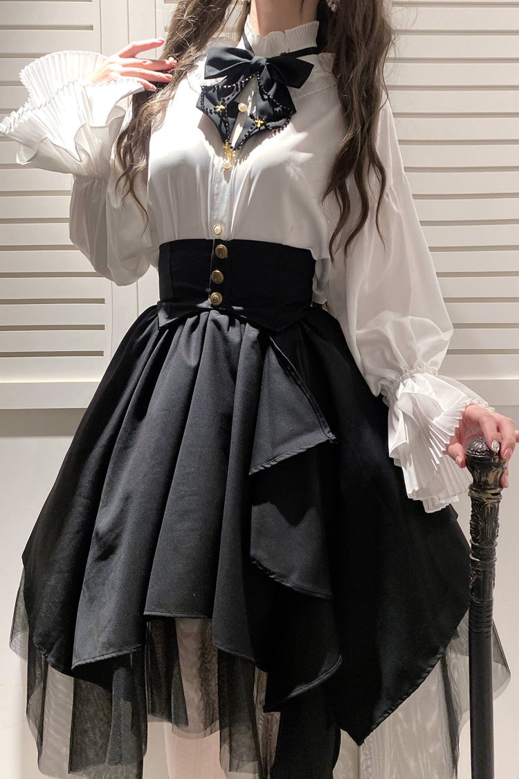 Mesh Asymmetric Black Gothic Japanese Lolita Skirt Design