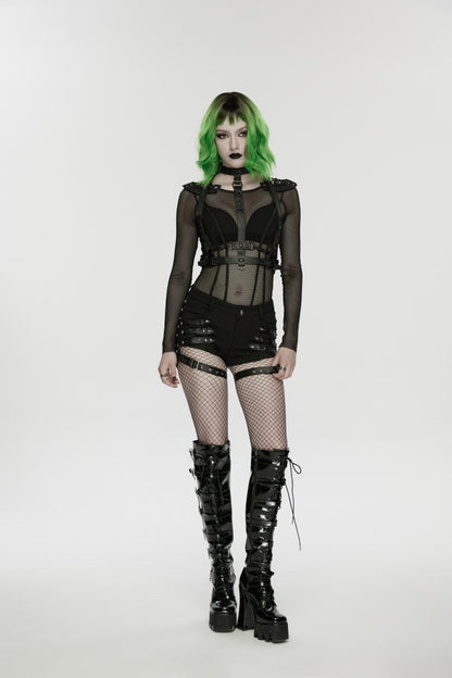 Punk Shorts for Her with Studded Details and Detachable Leg Harnesses