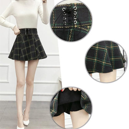 SpreePicky Sweet Grid Woolen Skirt S13031