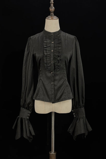 Moonlit Return Jacquard Ouji Lolita Set with Lace-Up - Noir