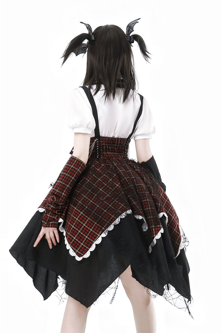 Soul Mantra Plaid Sweet Lolita Strap Dress - Noir