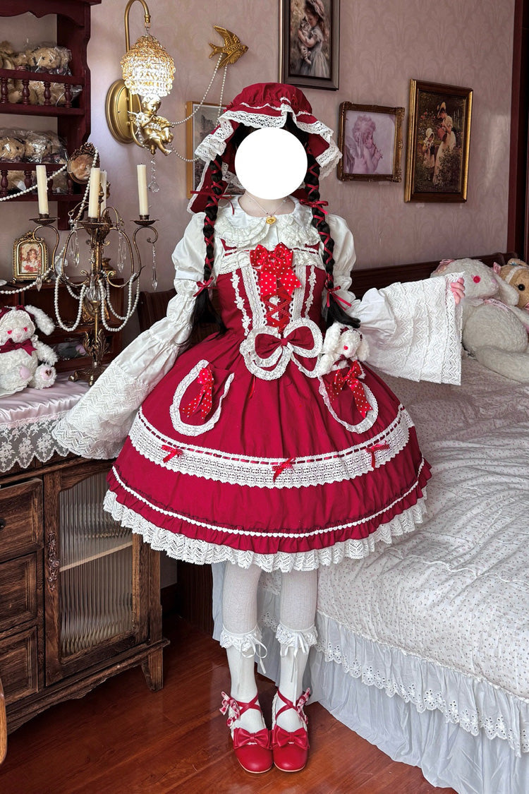 Bobo Bunny Doll Printed Ruffled Bow Lace-Up Sweet Lolita JSK