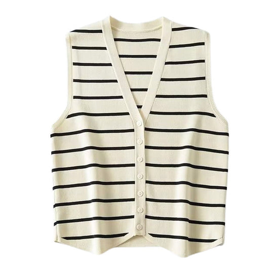 Soft Striped Button Up Vest