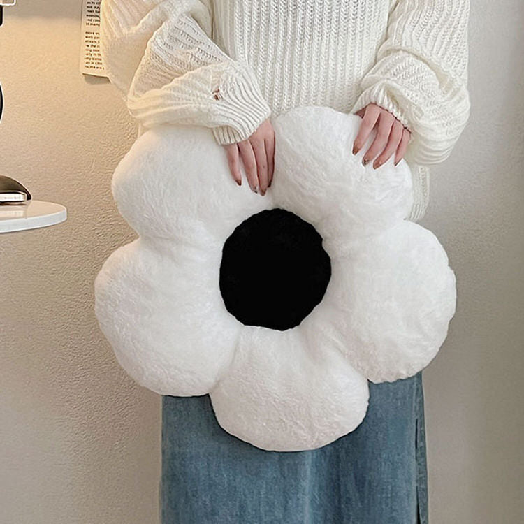 Black White Flower Pillow