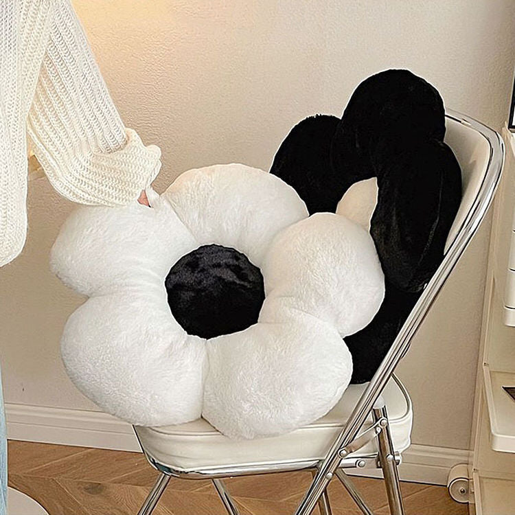 Black White Flower Pillow