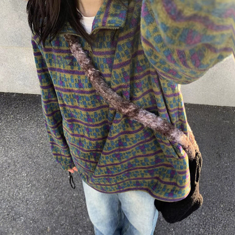 80's Grandma Zip-Up Fleece Sweatshirt boogzel clothing