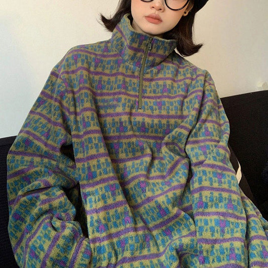 80's Grandma Zip-Up Fleece Sweatshirt boogzel clothing