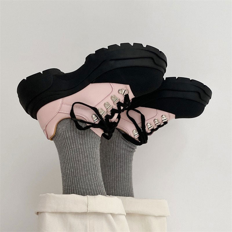 Pink Platform Chunky Boots