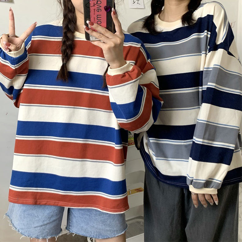 aesthetic striped long sleeve sweatshirt - boogzel clothing - aesthetic outfits