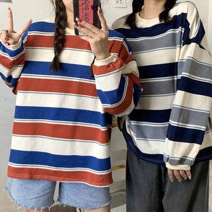 aesthetic striped long sleeve sweatshirt - boogzel clothing - aesthetic outfits