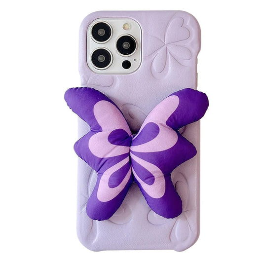 Coque iPhone Puffer à motif papillon violet