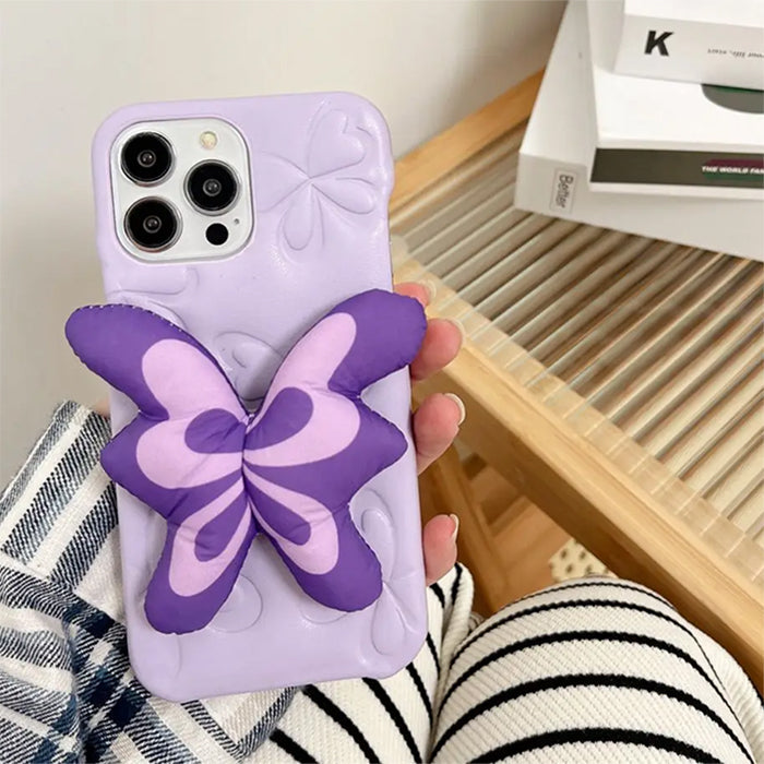 Coque iPhone Puffer à motif papillon violet