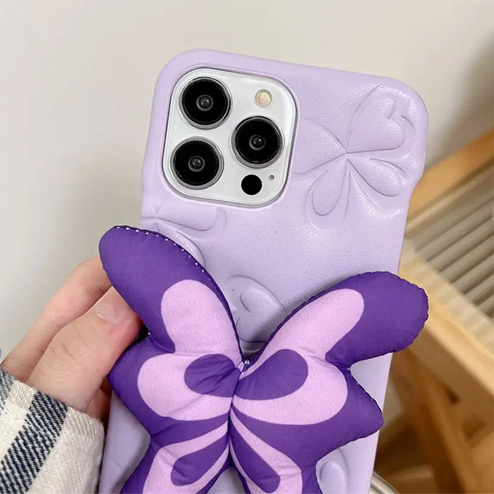 Coque iPhone Puffer à motif papillon violet