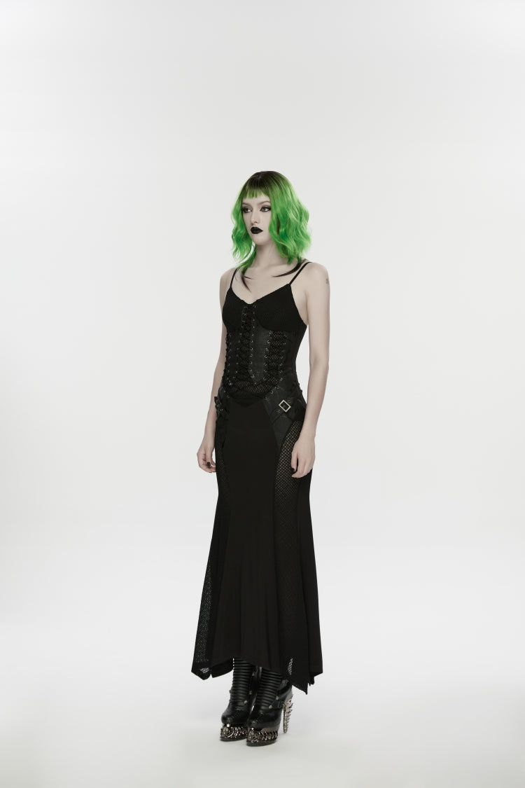 Lace-Up Buckled Eyelet Punk Jsk Dress