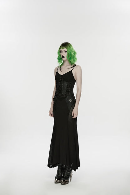 Lace-Up Buckled Eyelet Punk Jsk Dress