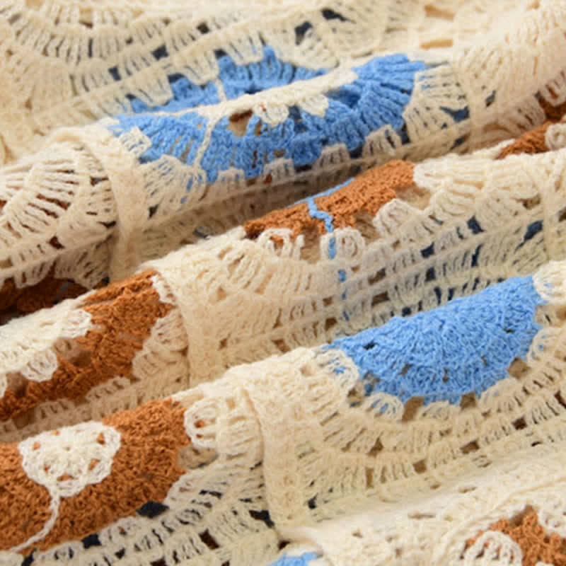 Hollow Set Denim Fringed Pants Split Floral T-Shirt