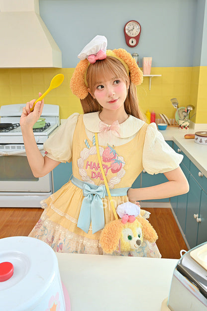 Radiant Short-Sleeve Layered Bow Lace Princess Dress