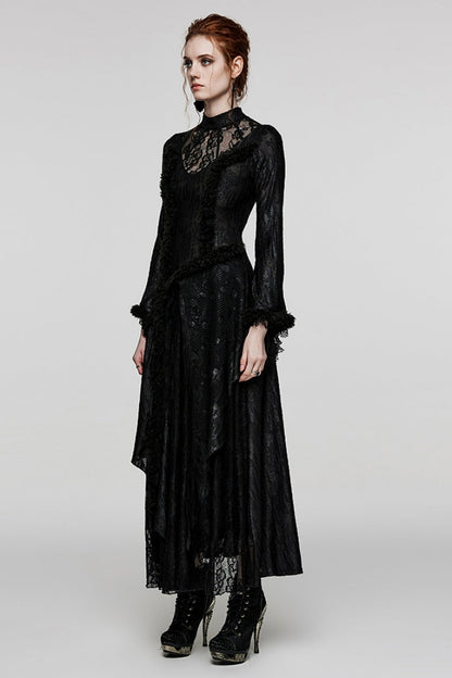 Gothic Dress with Cutout Lace and Mesh Panels