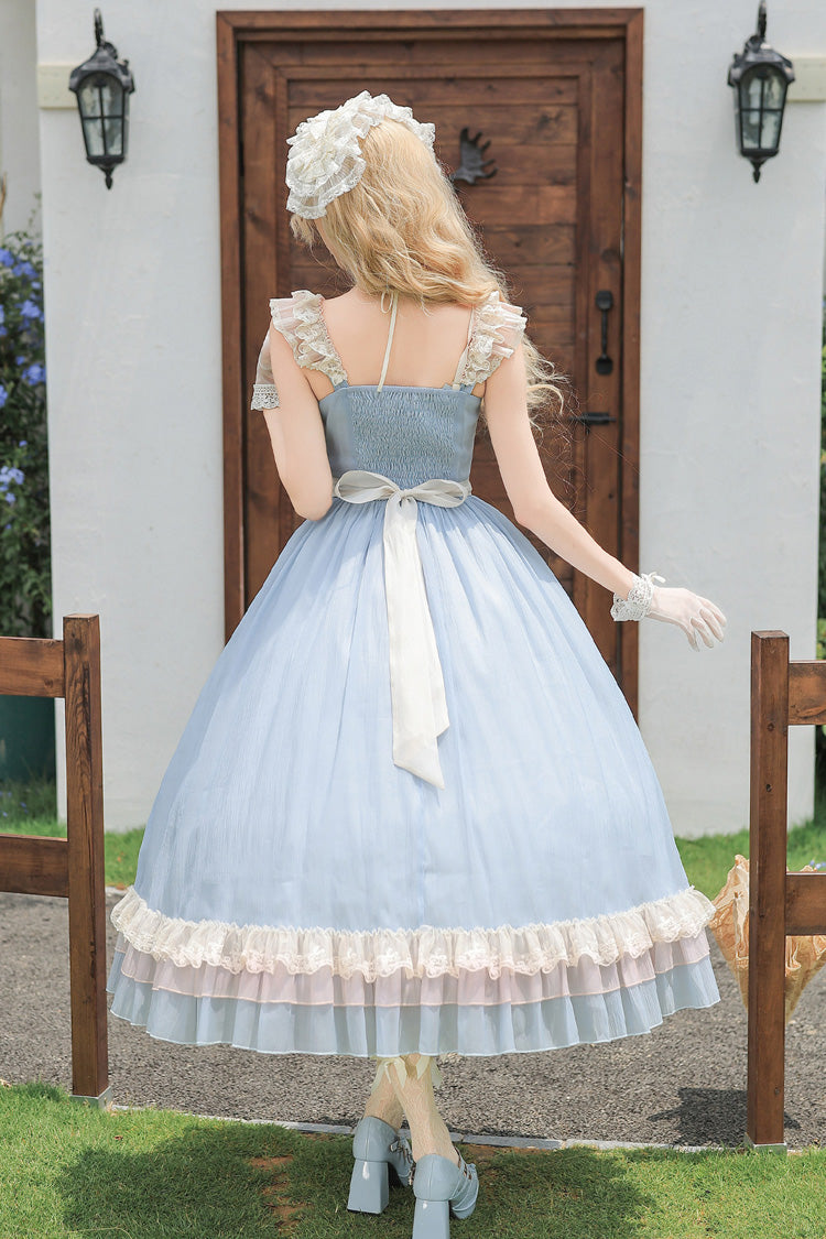 Square Collar Flutter Sleeve Triple Ruffled Lace-Up Sweet Lolita JSK Two Versions