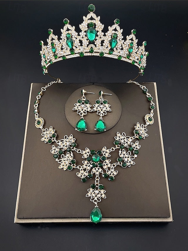 Elegant – Tiara Jewelry and Silver Rhinestone Set Women's