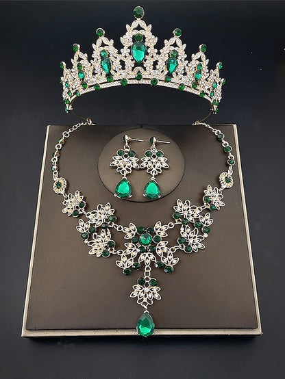 Elegant – Tiara Jewelry and Silver Rhinestone Set Women's