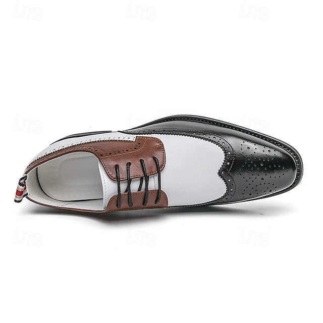 Dress Men's Wingtip White Oxford with Shoes Brown and