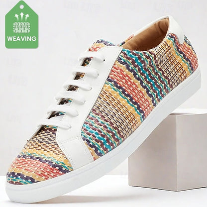 Men's Multicolor Woven Sneakers – Trendy Nylon Knit