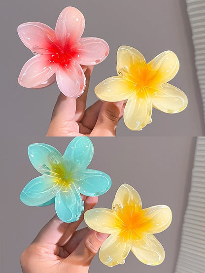 Tropical 6PCS Plumeria Resin Hawaiian Hair – Flower Clips