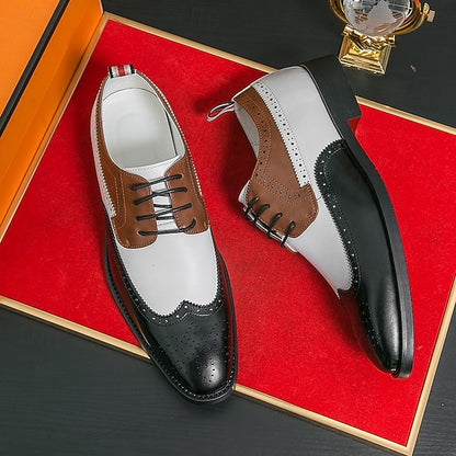 Dress Men's Wingtip White Oxford with Shoes Brown and