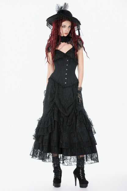 Underbust Corset with Lace-Up and Asymmetric Hem - NoirEdge