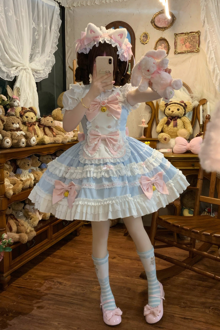 Sleeveless Multi-Layered Princess JSK with Ruffle Bow and Lace