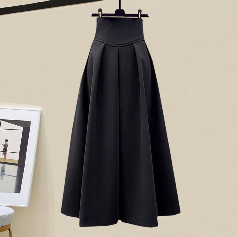 Chic Cable Sweater Top Waist Cross High Knit Cami Skirt