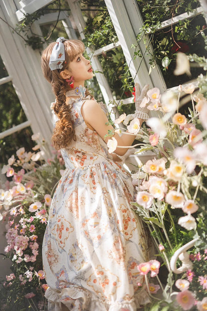 Rose Tea Sleeveless Jumper Dress with Bow