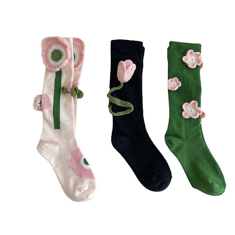 Chaussettes en tricot à imprimé tulipes