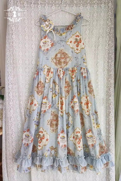 Rose Tea Sleeveless Jumper Dress with Bow
