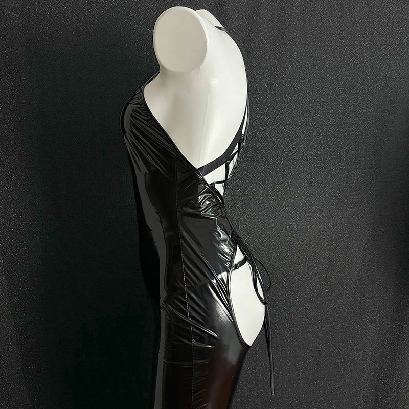 Robe de lingerie dos nu sirène noire cosplay