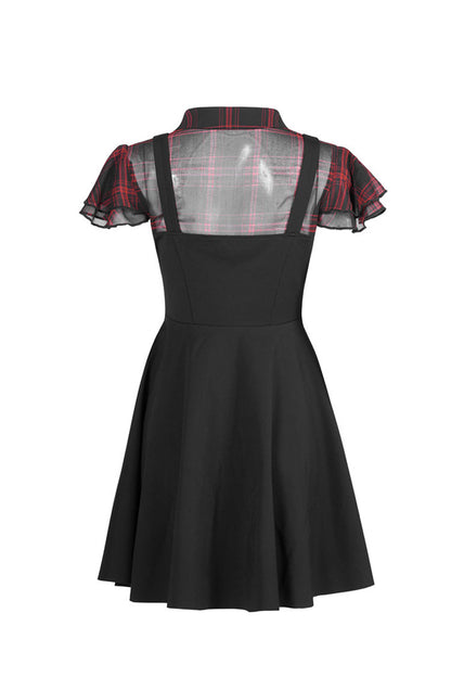 V-Neck Ruffled Chiffon Waisted Skull Punk Dress