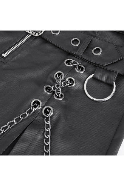 Gothic Skirt with Double Belt and Side Slit