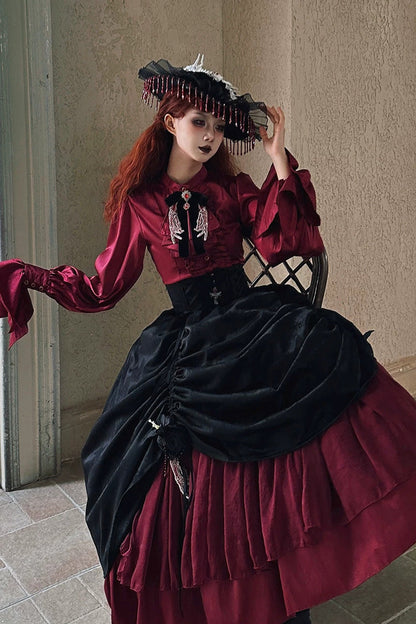 Moonlit Return Boned Gothic Elegant Lolita Skirt - Noir
