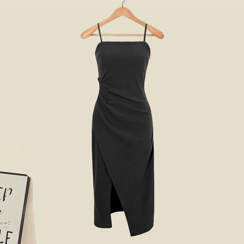 Split Chic Dress Slip Two Pieces Ruffled Cross Sweater