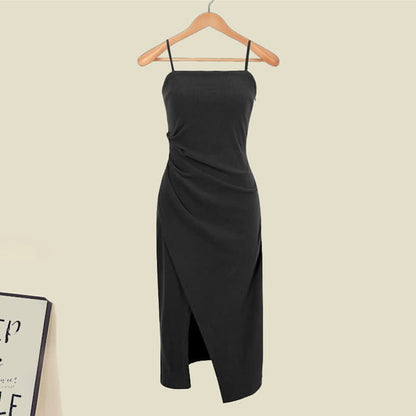 Split Chic Dress Slip Two Pieces Ruffled Cross Sweater