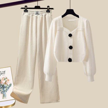 Sqaure Pants Plush Sweater Collar Casual Elegant Knit