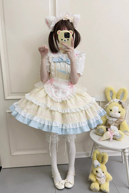 Cat-Ear Story Layered Ruffled Bowknot JSK Lolita Dress in Four Colors