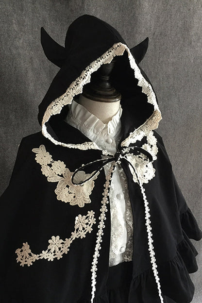 Black Gothic Lolita Suspender Skirt with Devil Motif