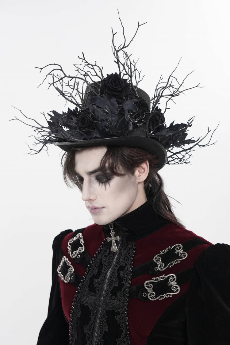 Gothic Hat with Rose Leaf and Branch Motif