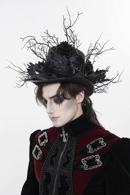 Gothic Hat with Rose Leaf and Branch Motif