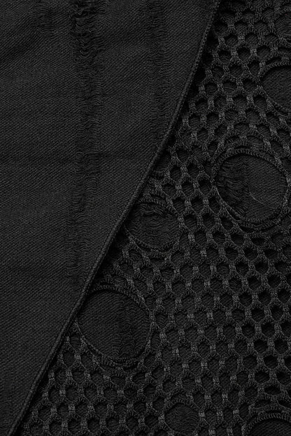 Men's Gothic Long Skirt with Mesh and Ripped Edges